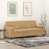 Canapé 3 places avec oreillers décoratifs marron 180 cm velours 