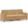 Canapé 3 places avec oreillers décoratifs marron 180 cm velours 
