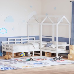 Ensemble de lit de jour et de banc avec toit sans matelas blanc 