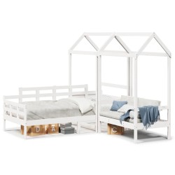 Ensemble de lit de jour et de banc avec toit sans matelas blanc 