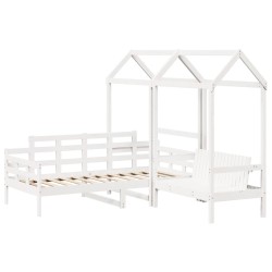 Ensemble de lit de jour et de banc avec toit sans matelas blanc 