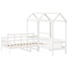 Ensemble de lit de jour et de banc avec toit sans matelas blanc 