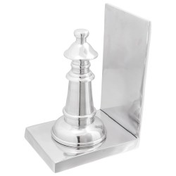 Serre-livres 2 pcs Argent 11x12x19,5 cm Aluminium Échecs 