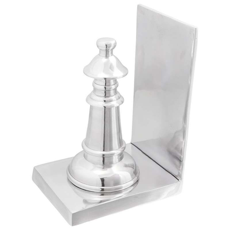 Serre-livres 2 pcs Argent 11x12x19,5 cm Aluminium Échecs 