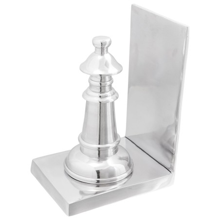 Serre-livres 2 pcs Argent 11x12x19,5 cm Aluminium Échecs 
