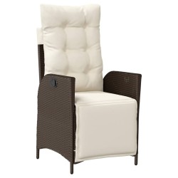 Ensemble à manger de jardin 3 pcs et coussins marron poly rotin 
