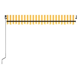 Auvent manuel rétractable avec LED 400x350 cm Jaune et blanc 