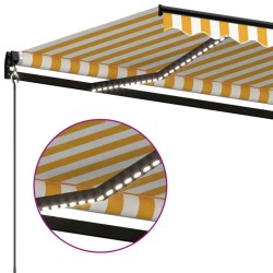 Auvent manuel rétractable avec LED 400x350 cm Jaune et blanc 