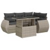 Salon de jardin 5 pcs avec coussins gris clair résine tressée 