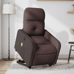 Fauteuil inclinable de massage électrique Marron foncé Tissu 