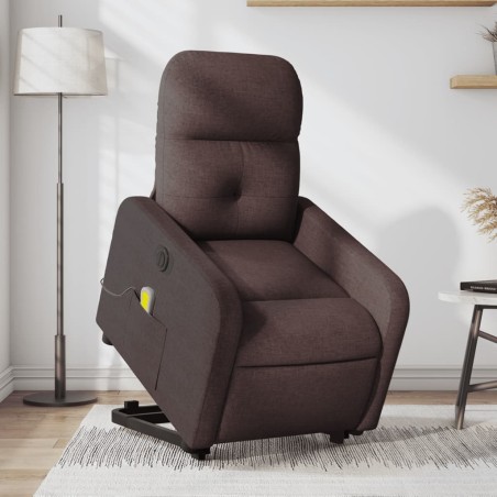 Fauteuil inclinable de massage électrique Marron foncé Tissu 