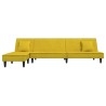 Canapé-lit en forme de L jaune 255x140x70 cm velours 