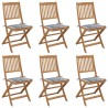 Chaises pliables de jardin lot de 6 avec coussins Bois d'acacia 