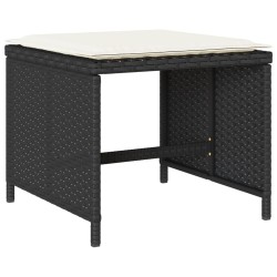 Ensemble à manger de jardin 9pcs coussins noir résine tressée 