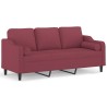 Canapé 3 places avec oreillers décoratifs bordeaux 180 cm tissu 