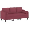 Canapé 3 places avec oreillers décoratifs bordeaux 180 cm tissu 