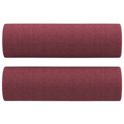Canapé 3 places avec oreillers décoratifs bordeaux 180 cm tissu 