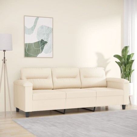Canapé à 3 places Beige 180 cm Tissu microfibre 