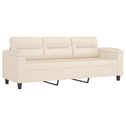 Canapé à 3 places Beige 180 cm Tissu microfibre 