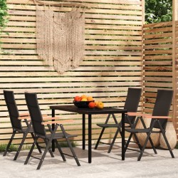 Ensemble à manger de jardin 5 pcs Noir 