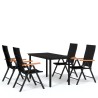 Ensemble à manger de jardin 5 pcs Noir 