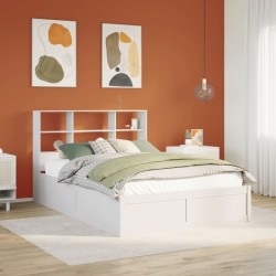 Cadre de lit sans matelas blanc 120x200 cm bois de pin massif 