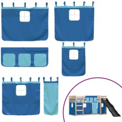 Lit superposé sans matelas avec toboggan et rideaux 90x200 cm 