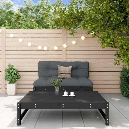 Salon de jardin 2 pcs avec coussins noir bois massif 