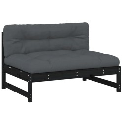 Salon de jardin 2 pcs avec coussins noir bois massif 