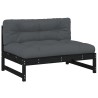 Salon de jardin 2 pcs avec coussins noir bois massif 