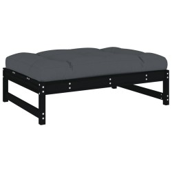 Salon de jardin 2 pcs avec coussins noir bois massif 