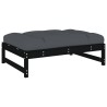 Salon de jardin 2 pcs avec coussins noir bois massif 