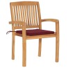 Chaises de jardin empilables avec coussins lot de 4 Teck solide 
