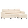 Canapé 3 places avec repose-pieds Beige 180 cm Tissu microfibre 