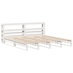 Cadre de lit sans matelas blanc 200x200 cm bois massif de pin 