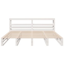 Cadre de lit sans matelas blanc 200x200 cm bois massif de pin 