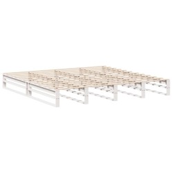 Cadre de lit sans matelas blanc 200x200 cm bois massif de pin 