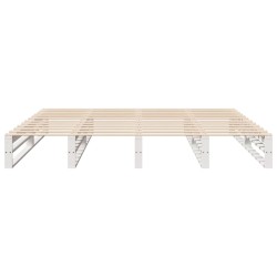 Cadre de lit sans matelas blanc 200x200 cm bois massif de pin 