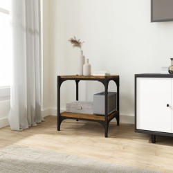 Meuble TV Chêne fumé 40x33x41 cm Bois d'ingénierie et acier 