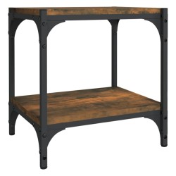 Meuble TV Chêne fumé 40x33x41 cm Bois d'ingénierie et acier 