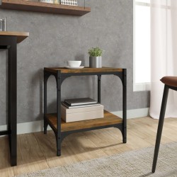Meuble TV Chêne fumé 40x33x41 cm Bois d'ingénierie et acier 