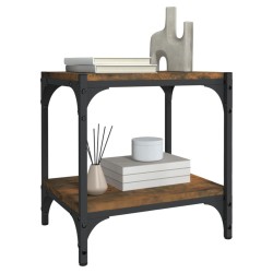 Meuble TV Chêne fumé 40x33x41 cm Bois d'ingénierie et acier 