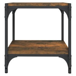 Meuble TV Chêne fumé 40x33x41 cm Bois d'ingénierie et acier 