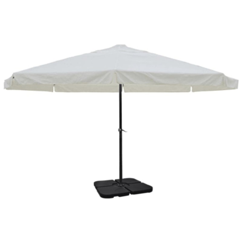 Parasol de jardin avec base portable aluminium blanc 