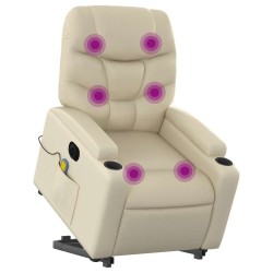 Fauteuil inclinable de massage électrique crème similicuir 