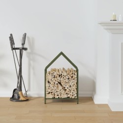 Portant de bois chauffage vert olive 40x25x60 cm 