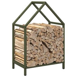 Portant de bois chauffage vert olive 40x25x60 cm 