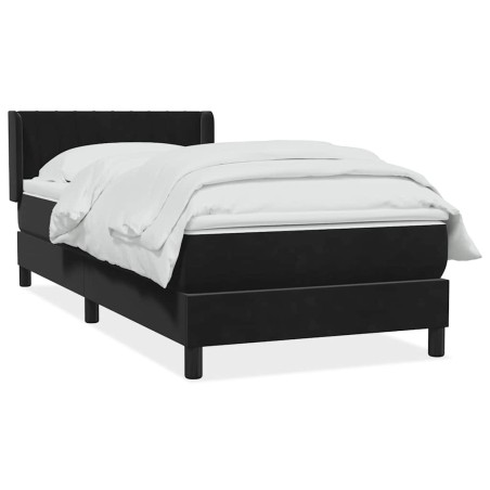 Sommier à lattes de lit avec matelas noir 90x220 cm velours 