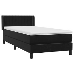 Sommier à lattes de lit avec matelas noir 90x220 cm velours 
