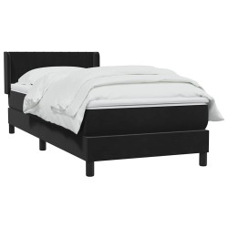Sommier à lattes de lit avec matelas noir 90x220 cm velours 